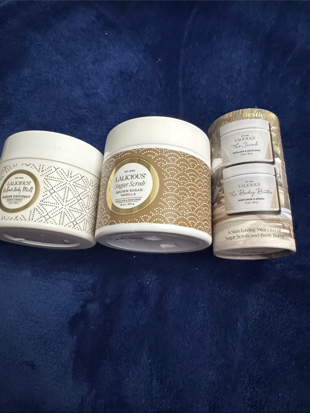Lalicious Brown Sugar Vanilla Sugar Scrub and Sugar Coconut Velour Body Melt &